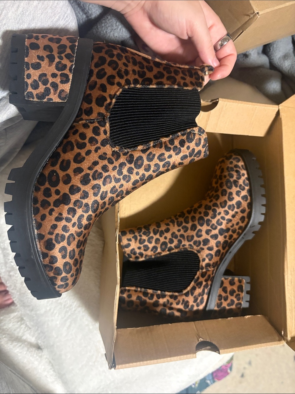 Seven7 Leopard Print Chelsea Booties in Brown and Black